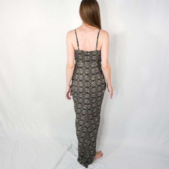 SHONA JOY Draped Black Patterned Maxi Dress - Picture 3 of 6